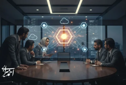 تصویر مفهومی از ریسک پلتفرمی استارتاپ AI و وابستگی به APIها در زیرساخت ابری با نمایش نقطه شکست و اثر بر تصمیم گیری مدیریتی
