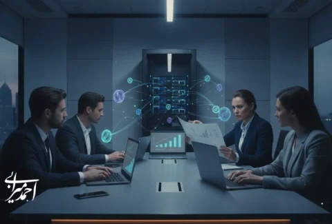جلسه مدیریتی برای بررسی هزینه واقعی رشد استارتاپ AI با تمرکز بر هزینه کامپیوت، هزینه تیم AI و حاشیه سود در مقیاس‌پذیری