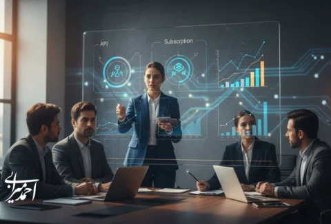 جلسه تصمیم‌گیری مدیران درباره مدل درآمدی هوش مصنوعی و مقایسه درآمد API، اشتراک AI و درآمد مبتنی بر مصرف